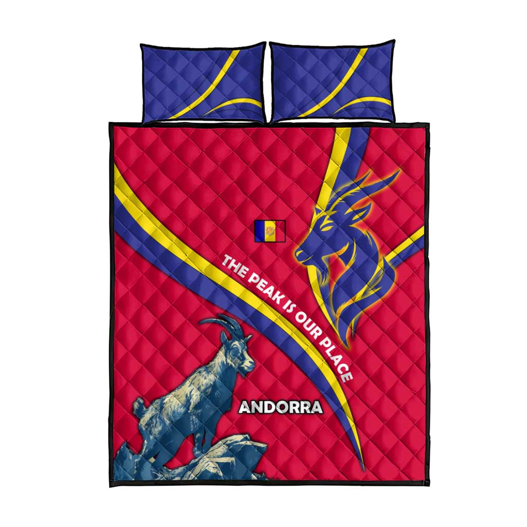 Andorra Quilt Bed Set with Mountain Goat and Curved Stripe Design - Wonder Print Shop
