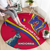 Andorra Round Carpet with Mountain Goat and Curved Stripe Design - Wonder Print Shop