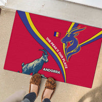 Andorra Rubber Doormat with Mountain Goat and Curved Stripe Design - Wonder Print Shop