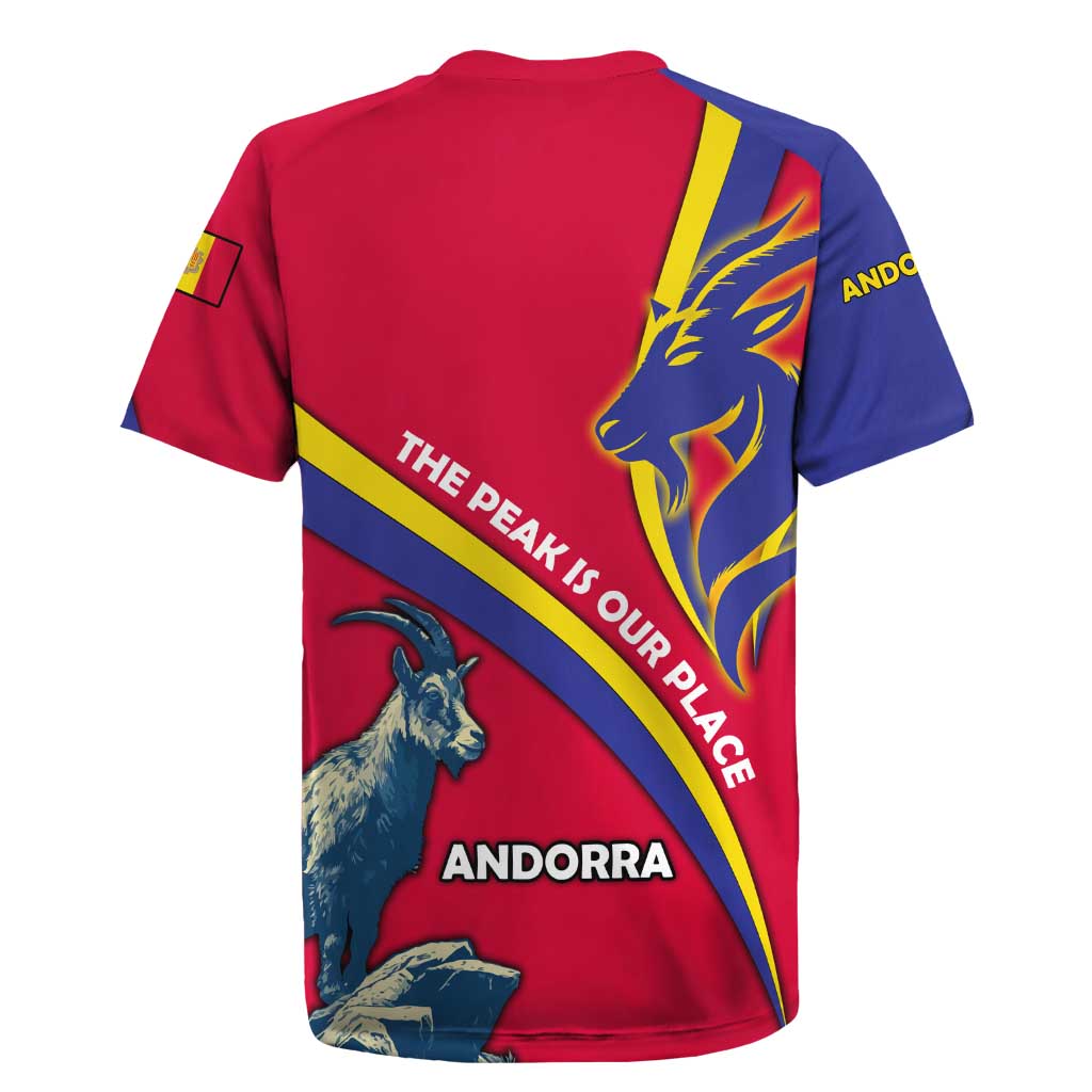 Andorra Rugby Jersey with Mountain Goat and Curved Stripe Design - Wonder Print Shop