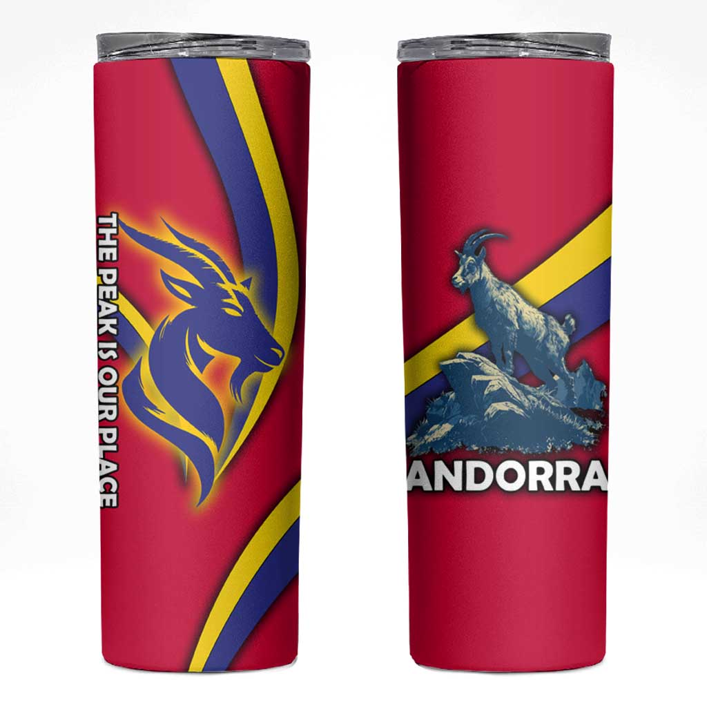 Andorra Skinny Tumbler with Mountain Goat and Curved Stripe Design - Wonder Print Shop