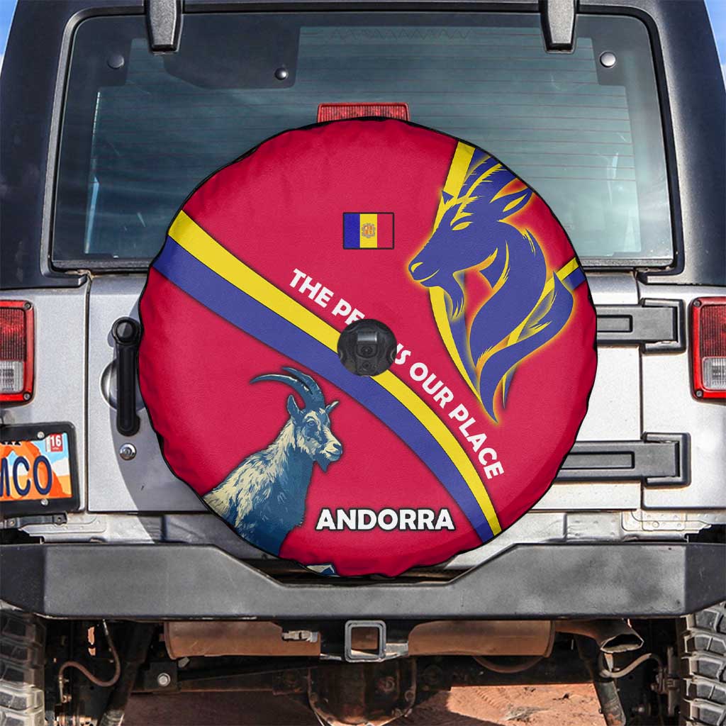 Andorra Spare Tire Cover with Mountain Goat and Curved Stripe Design - Wonder Print Shop