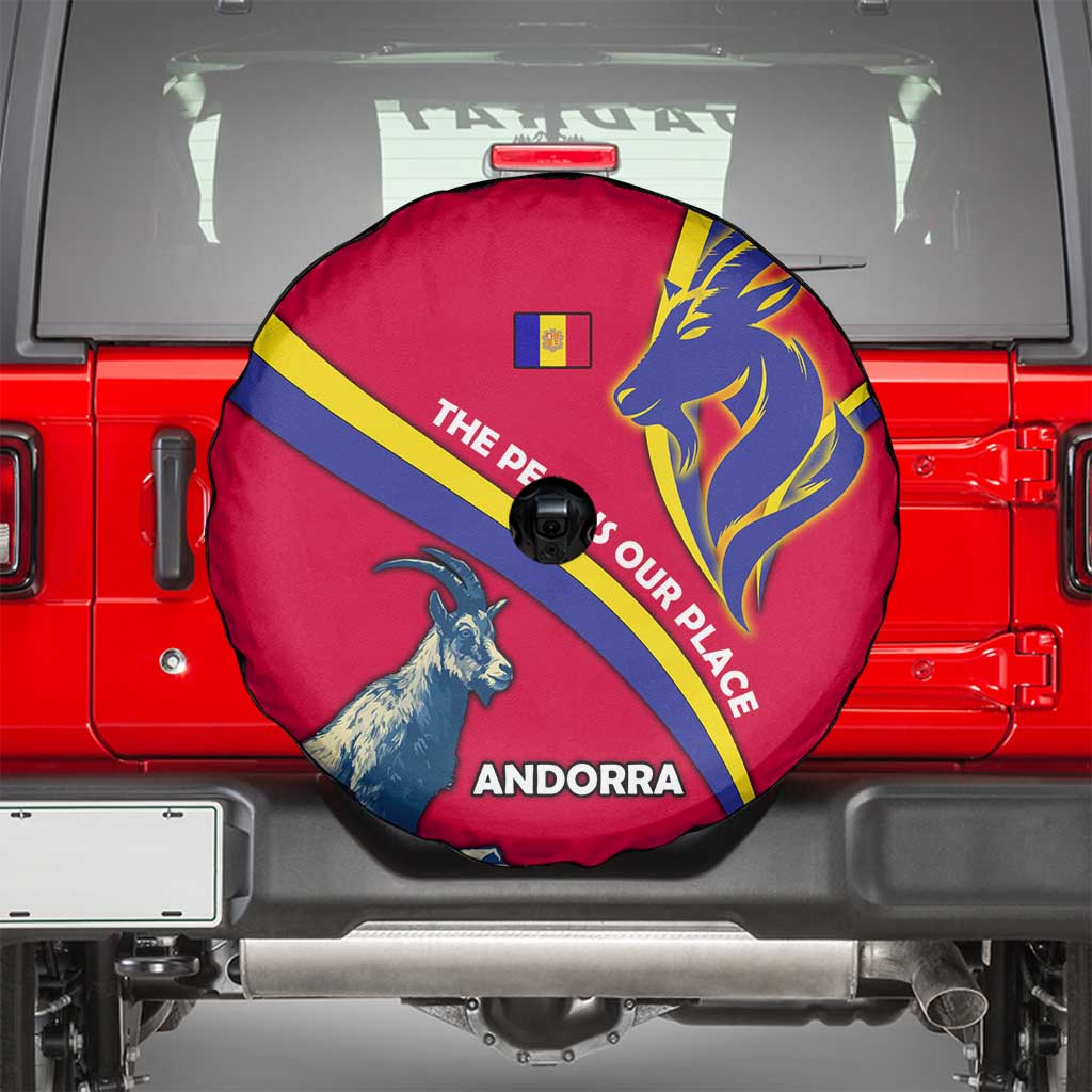 Andorra Spare Tire Cover with Mountain Goat and Curved Stripe Design - Wonder Print Shop