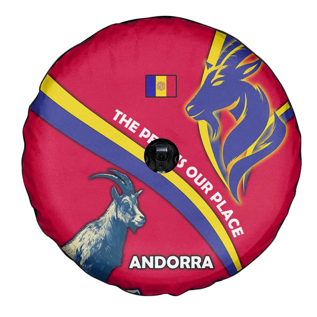 Andorra Spare Tire Cover with Mountain Goat and Curved Stripe Design - Wonder Print Shop