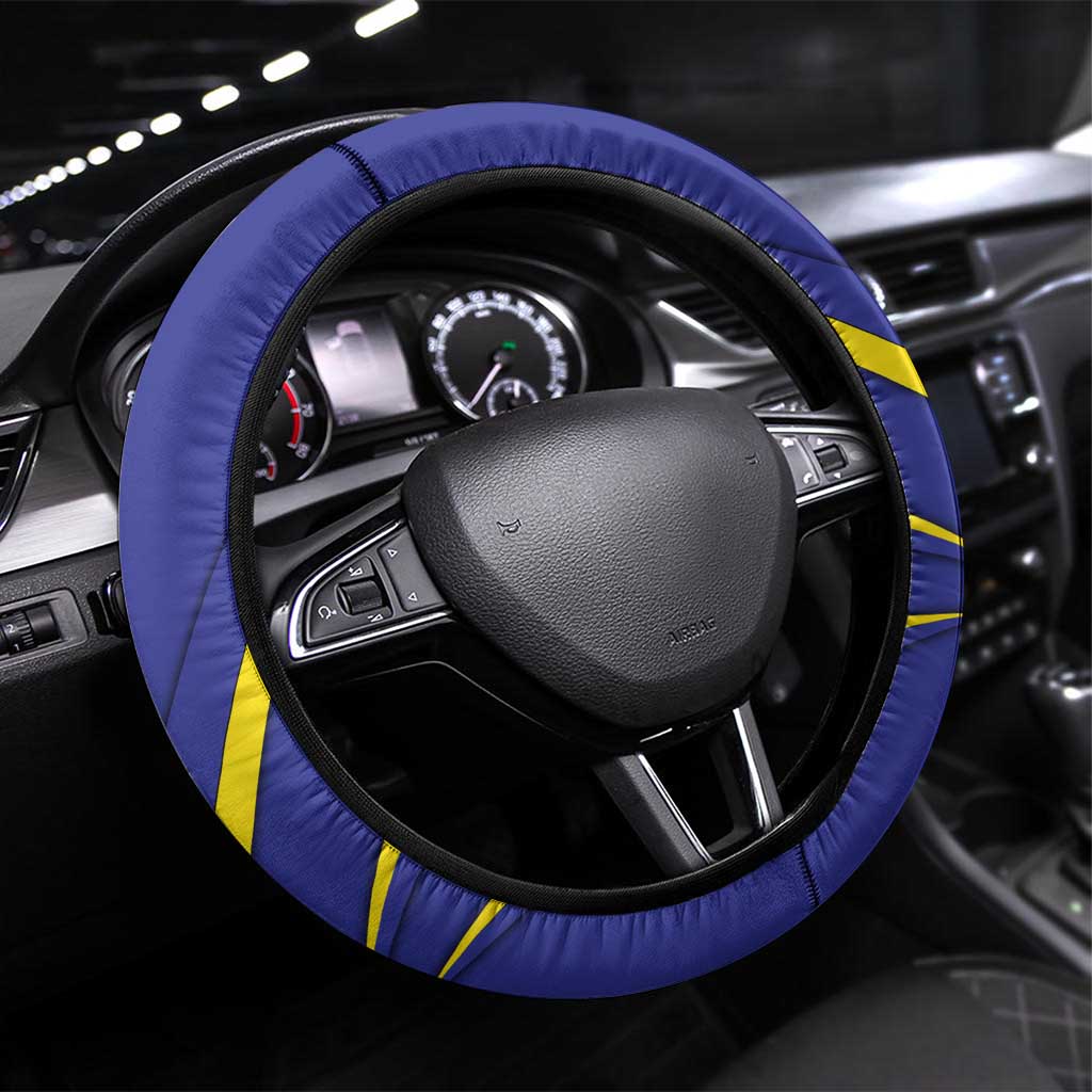Andorra Steering Wheel Cover with Mountain Goat and Curved Stripe Design - Wonder Print Shop