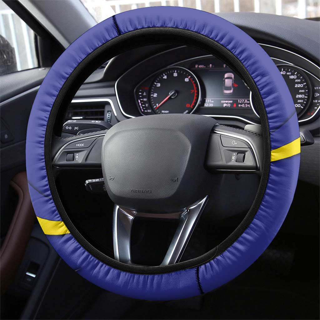 Andorra Steering Wheel Cover with Mountain Goat and Curved Stripe Design - Wonder Print Shop