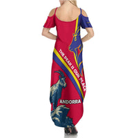Andorra Summer Maxi Dress with Mountain Goat and Curved Stripe Design - Wonder Print Shop