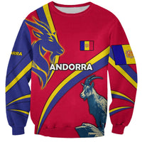 Andorra Sweatshirt with Mountain Goat and Curved Stripe Design - Wonder Print Shop