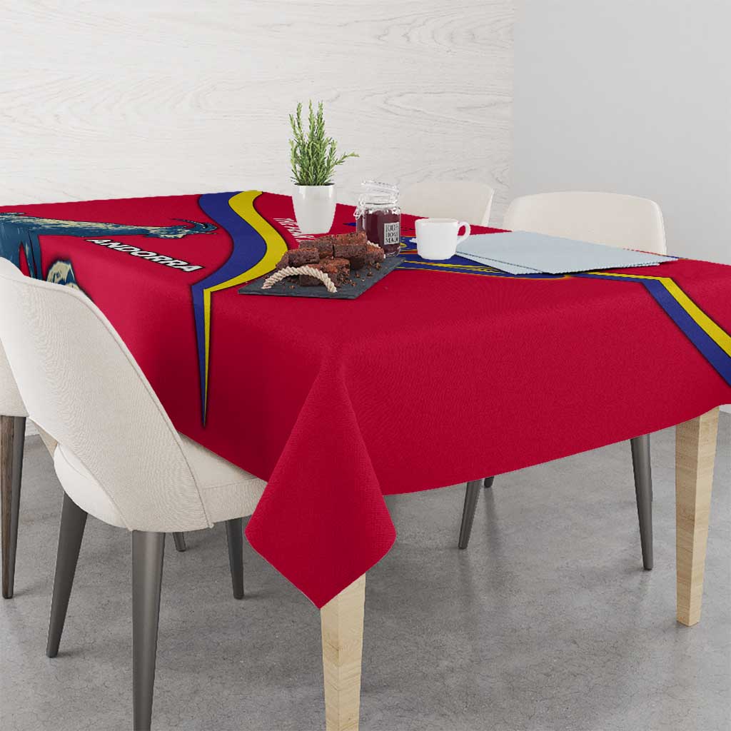 Andorra Tablecloth with Mountain Goat and Curved Stripe Design - Wonder Print Shop