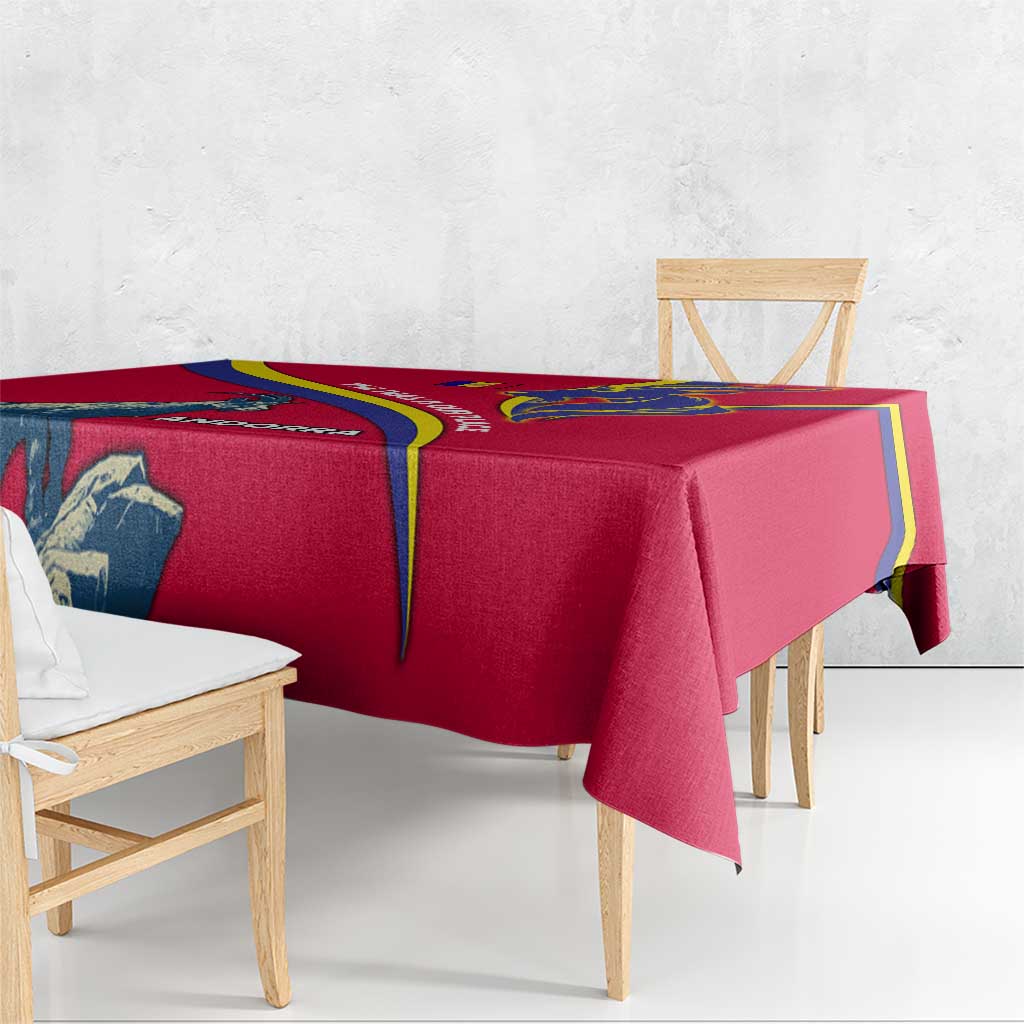 Andorra Tablecloth with Mountain Goat and Curved Stripe Design - Wonder Print Shop