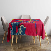 Andorra Tablecloth with Mountain Goat and Curved Stripe Design - Wonder Print Shop