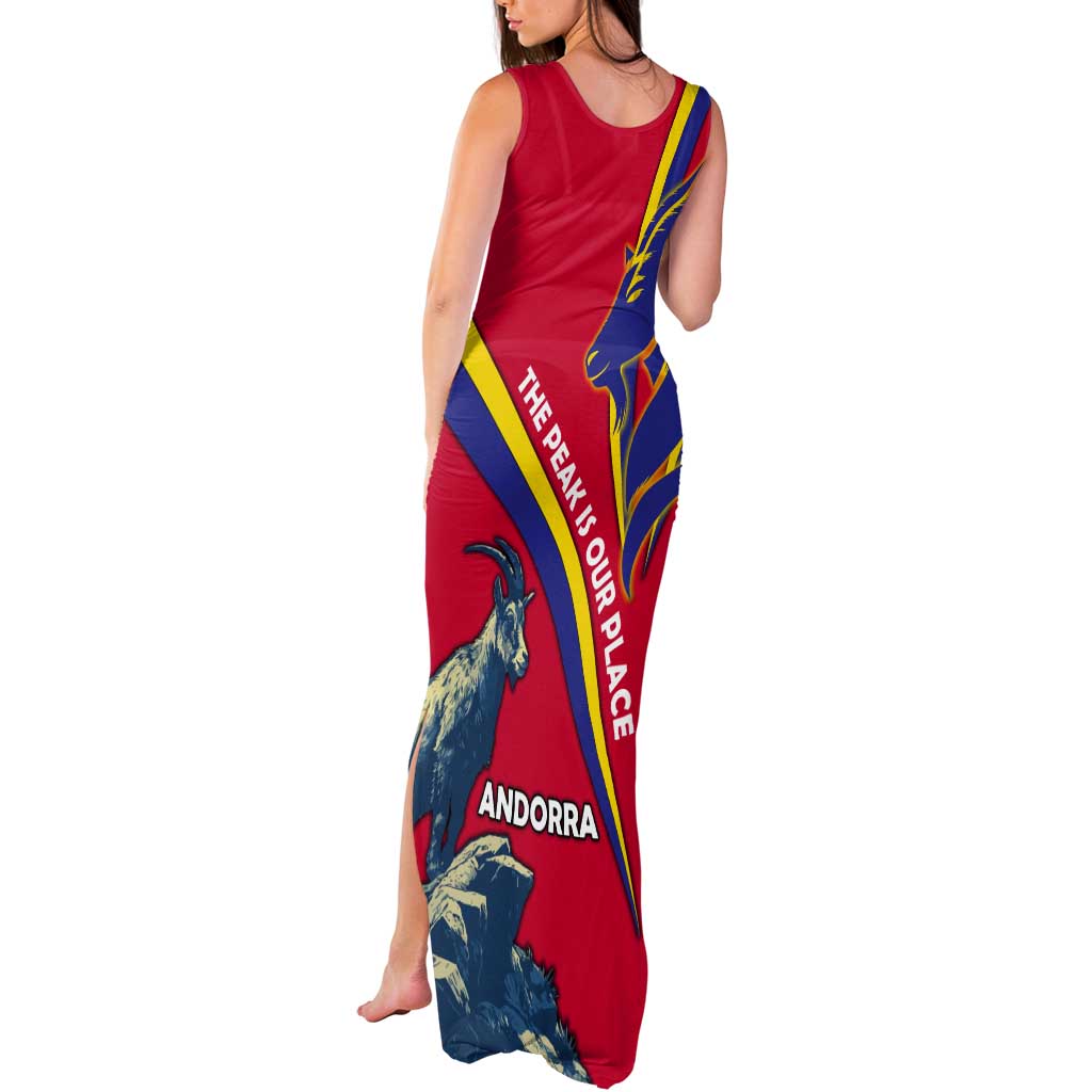 Andorra Tank Maxi Dress with Mountain Goat and Curved Stripe Design - Wonder Print Shop