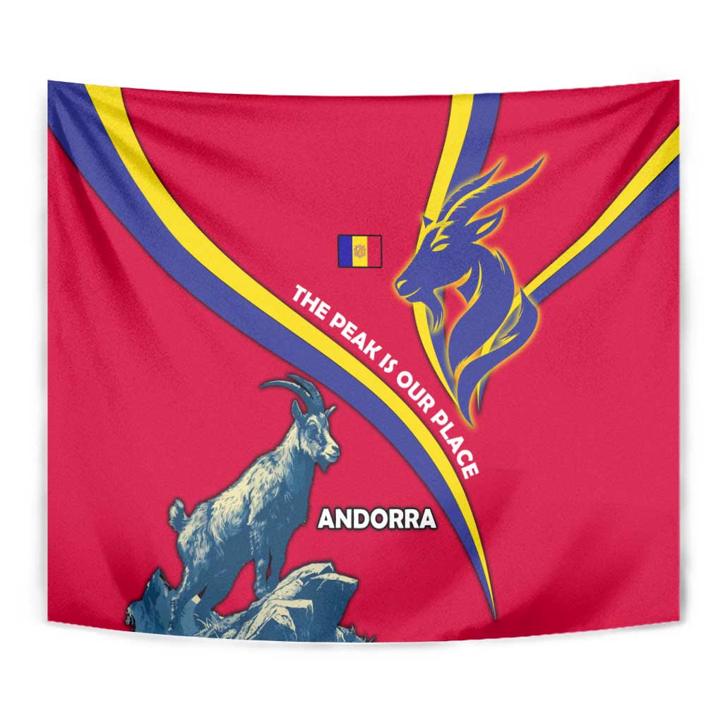 Andorra Tapestry with Mountain Goat and Curved Stripe Design - Wonder Print Shop