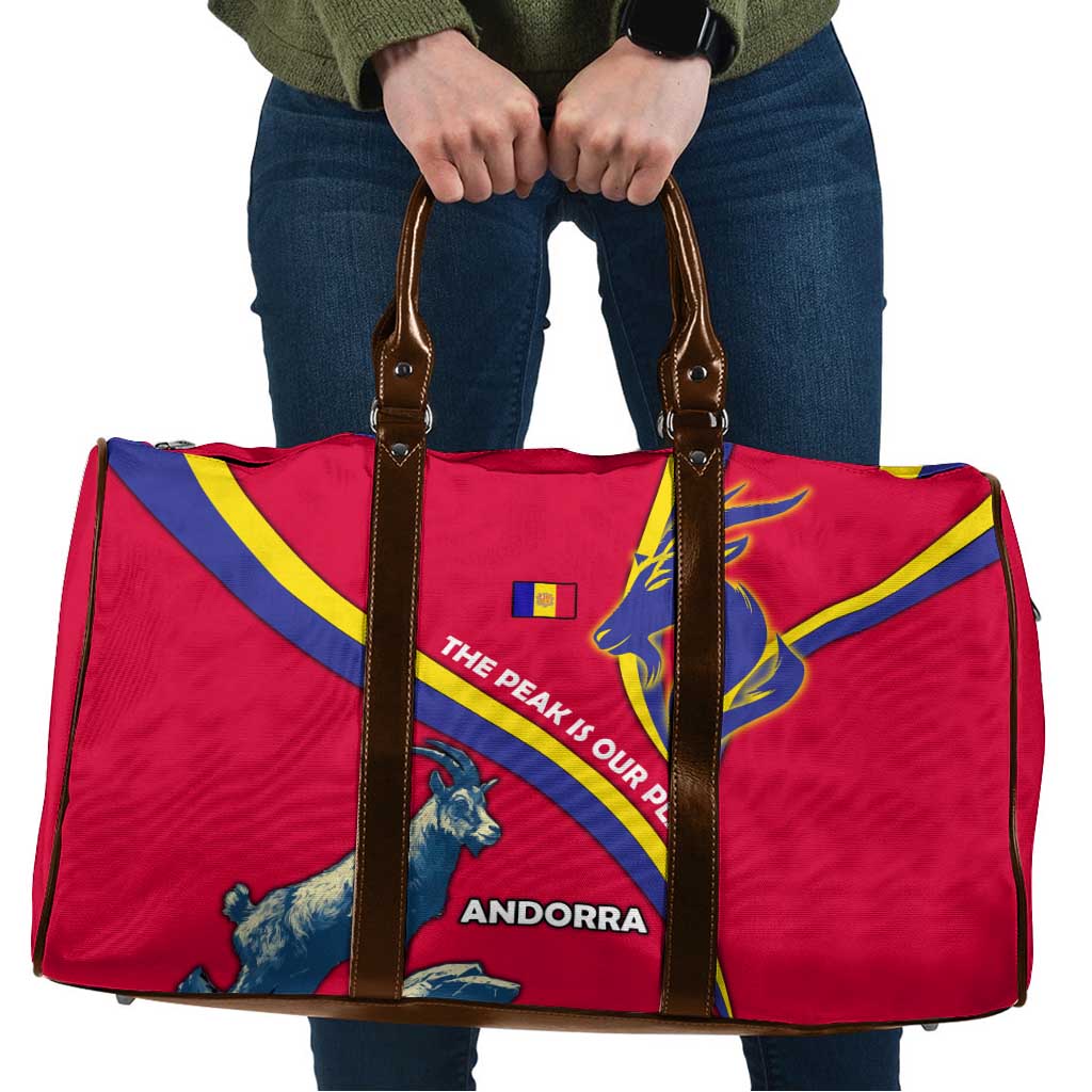 Andorra Travel Bag with Mountain Goat and Curved Stripe Design - Wonder Print Shop