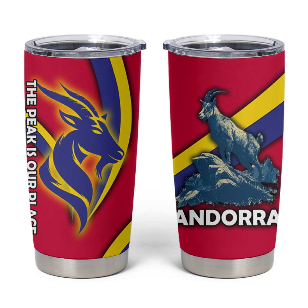 Andorra Tumbler Cup with Mountain Goat and Curved Stripe Design - Wonder Print Shop