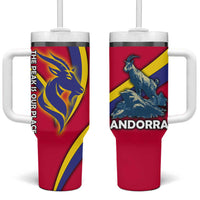 Andorra Tumbler With Handle with Mountain Goat and Curved Stripe Design - Wonder Print Shop
