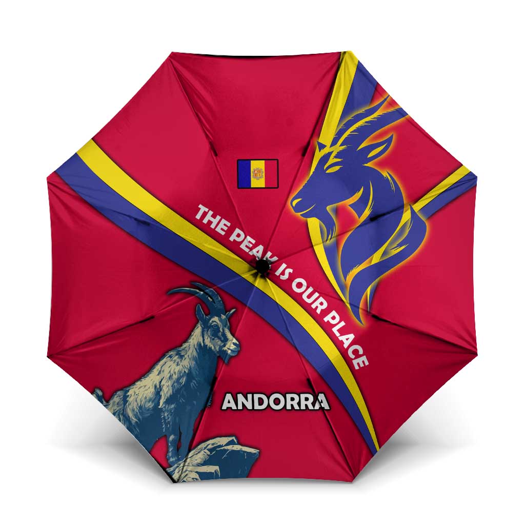 Andorra Umbrella with Mountain Goat and Curved Stripe Design - Wonder Print Shop