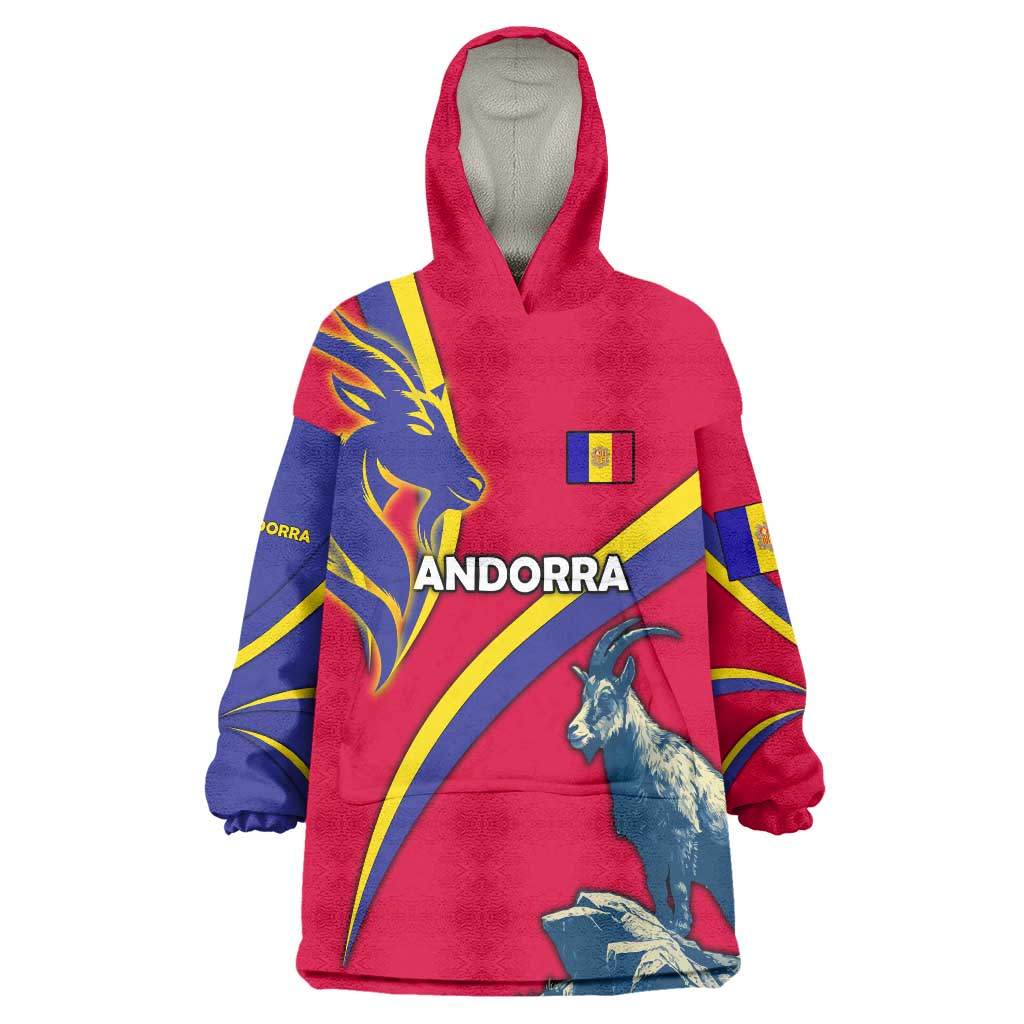 Andorra Wearable Blanket Hoodie with Mountain Goat and Curved Stripe Design - Wonder Print Shop