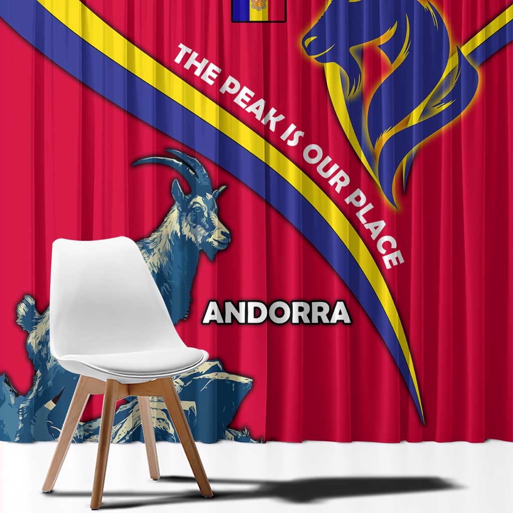 Andorra Window Curtain with Mountain Goat and Curved Stripe Design - Wonder Print Shop