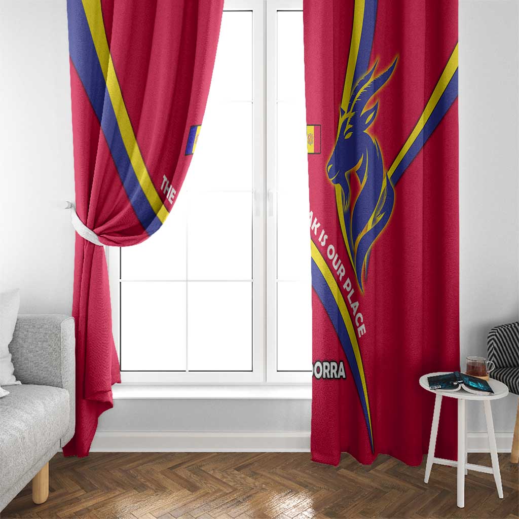 Andorra Window Curtain with Mountain Goat and Curved Stripe Design - Wonder Print Shop