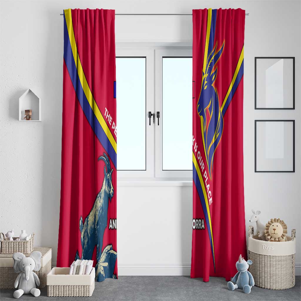 Andorra Window Curtain with Mountain Goat and Curved Stripe Design - Wonder Print Shop