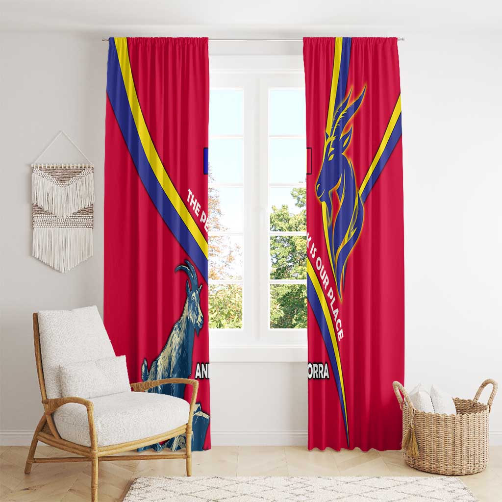 Andorra Window Curtain with Mountain Goat and Curved Stripe Design - Wonder Print Shop