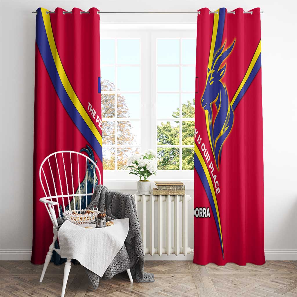 Andorra Window Curtain with Mountain Goat and Curved Stripe Design - Wonder Print Shop