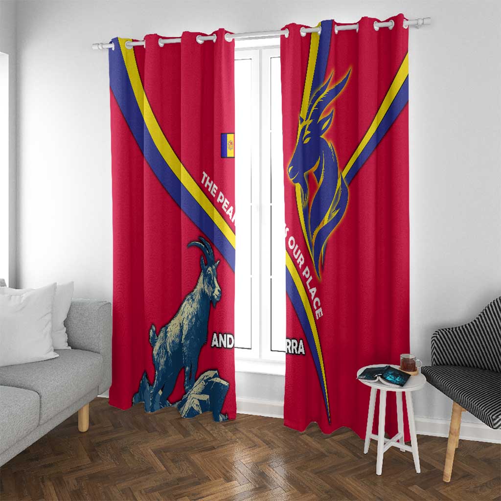 Andorra Window Curtain with Mountain Goat and Curved Stripe Design - Wonder Print Shop