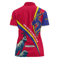 Andorra Women Polo Shirt with Mountain Goat and Curved Stripe Design - Wonder Print Shop