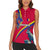 Andorra Women Sleeveless Polo Shirt with Mountain Goat and Curved Stripe Design - Wonder Print Shop