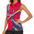 Andorra Women Sleeveless Polo Shirt with Mountain Goat and Curved Stripe Design - Wonder Print Shop