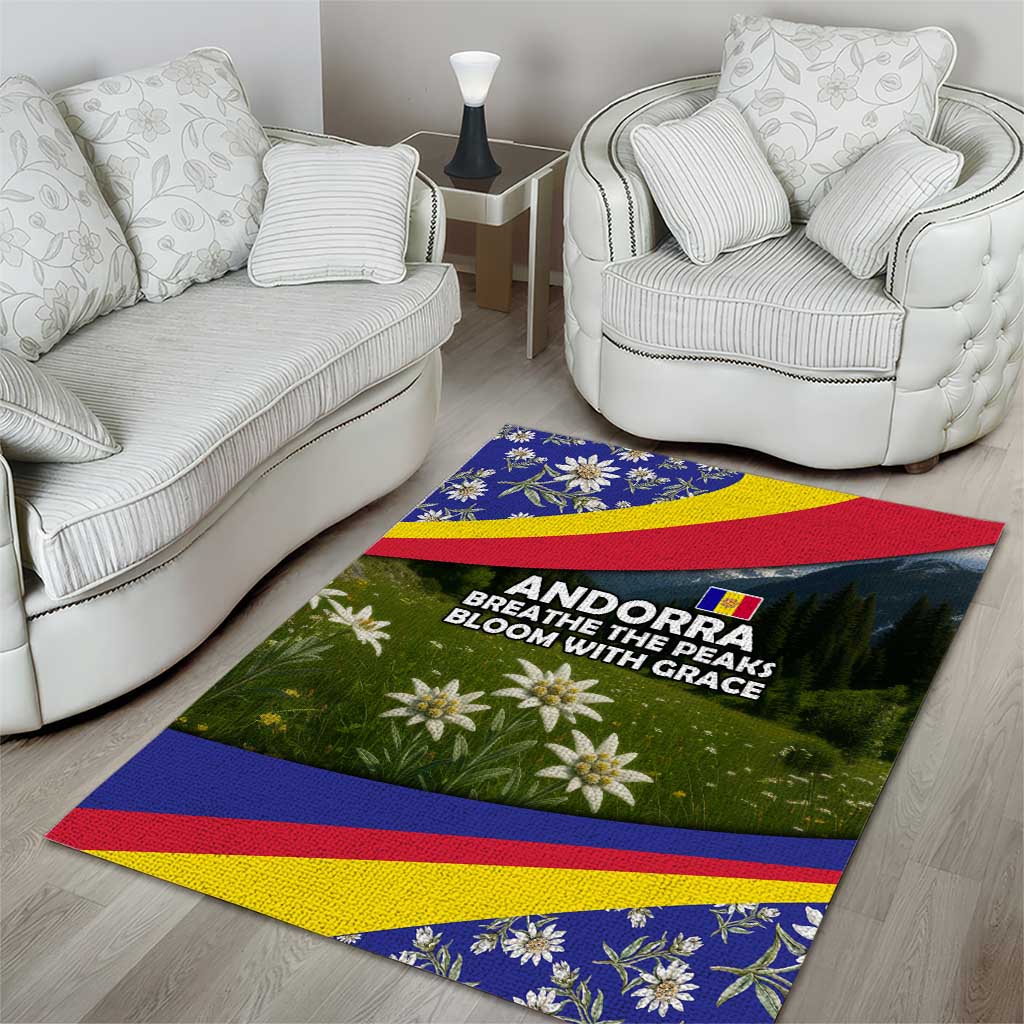 Andorra Area Rug with Edelweiss Mountain Landscape Design - Wonder Print Shop
