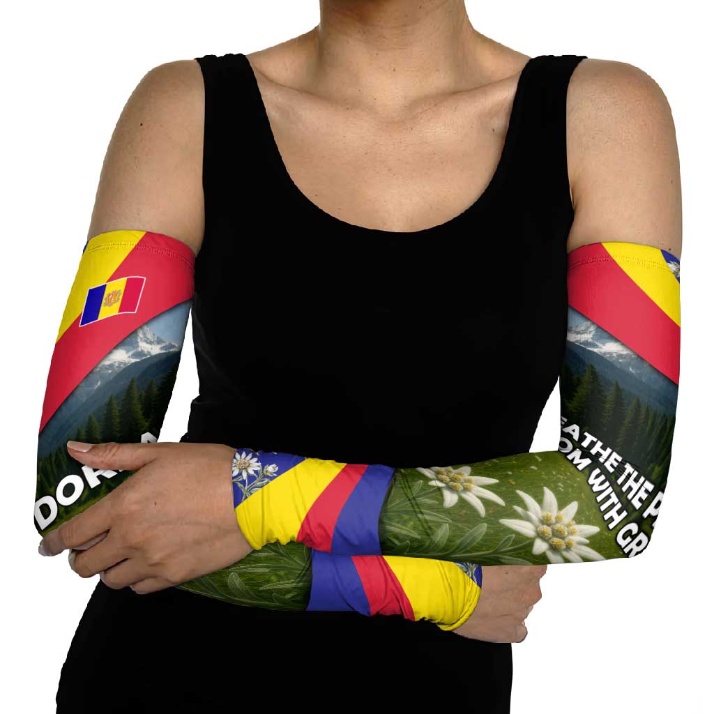 Andorra Arm Sleeves with Edelweiss Mountain Landscape Design - Wonder Print Shop