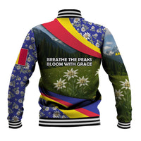 Andorra Baseball Jacket with Edelweiss Mountain Landscape Design - Wonder Print Shop