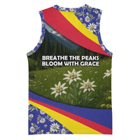 Andorra Basketball Jersey with Edelweiss Mountain Landscape Design - Wonder Print Shop