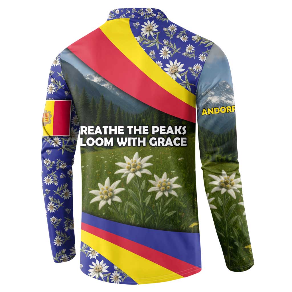Andorra Button Sweatshirt with Edelweiss Mountain Landscape Design - Wonder Print Shop