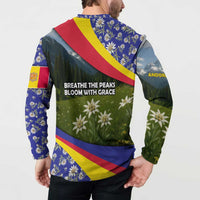 Andorra Button Sweatshirt with Edelweiss Mountain Landscape Design - Wonder Print Shop
