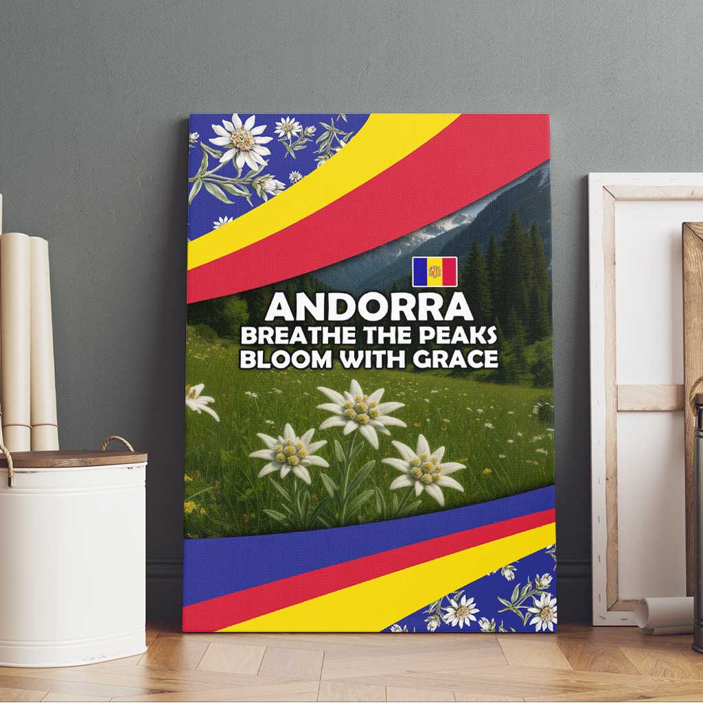 Andorra Canvas Wall Art with Edelweiss Mountain Landscape Design - Wonder Print Shop