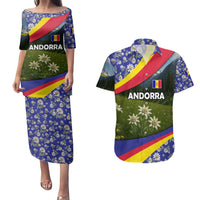Andorra Couples Matching Puletasi and Hawaiian Shirt with Edelweiss Mountain Landscape Design - Wonder Print Shop