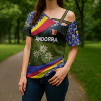 Andorra Cross Shoulder Shirt with Edelweiss Mountain Landscape Design - Wonder Print Shop