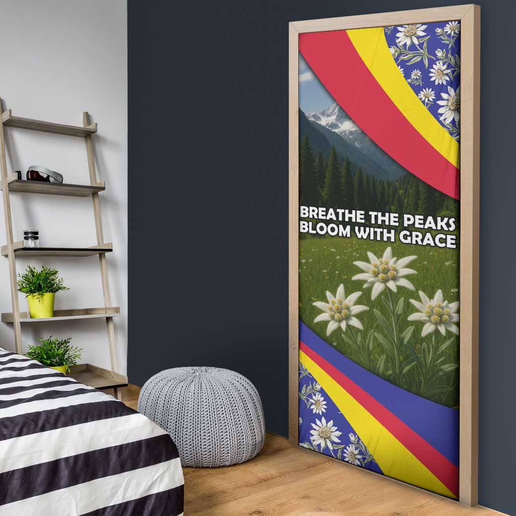 Andorra Door Cover with Edelweiss Mountain Landscape Design - Wonder Print Shop