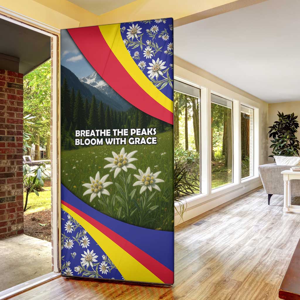 Andorra Door Cover with Edelweiss Mountain Landscape Design - Wonder Print Shop