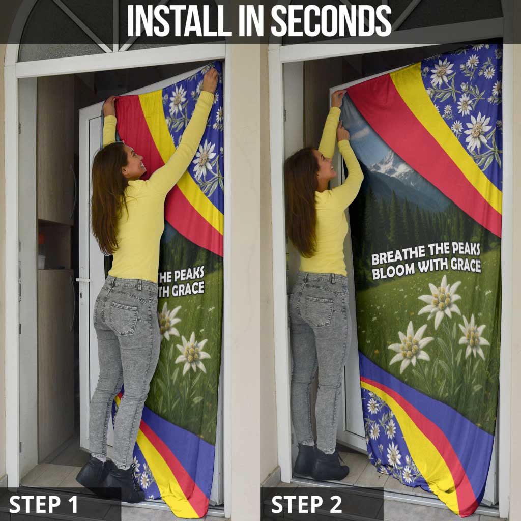 Andorra Door Cover with Edelweiss Mountain Landscape Design - Wonder Print Shop