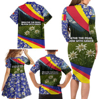 Andorra Family Matching Long Sleeve Bodycon Dress and Hawaiian Shirt with Edelweiss Mountain Landscape Design - Wonder Print Shop