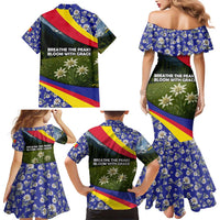 Andorra Family Matching Mermaid Dress and Hawaiian Shirt with Edelweiss Mountain Landscape Design - Wonder Print Shop