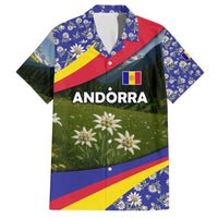 Andorra Family Matching Off The Shoulder Long Sleeve Dress and Hawaiian Shirt with Edelweiss Mountain Landscape Design - Wonder Print Shop