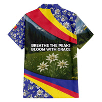 Andorra Family Matching Off The Shoulder Long Sleeve Dress and Hawaiian Shirt with Edelweiss Mountain Landscape Design - Wonder Print Shop