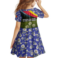 Andorra Family Matching Off Shoulder Maxi Dress and Hawaiian Shirt with Edelweiss Mountain Landscape Design - Wonder Print Shop