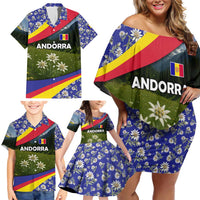 Andorra Family Matching Off Shoulder Short Dress and Hawaiian Shirt with Edelweiss Mountain Landscape Design - Wonder Print Shop