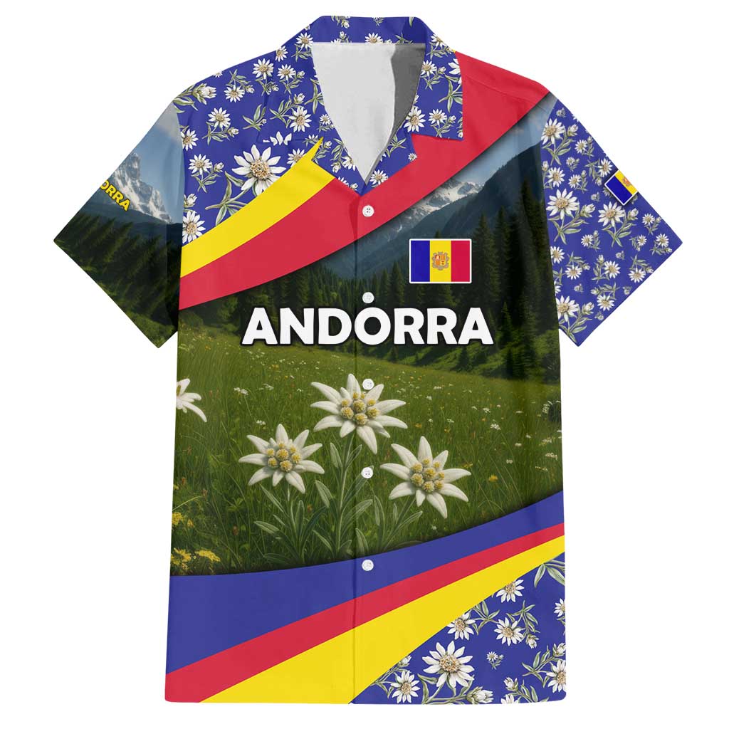 Andorra Family Matching Off Shoulder Short Dress and Hawaiian Shirt with Edelweiss Mountain Landscape Design - Wonder Print Shop